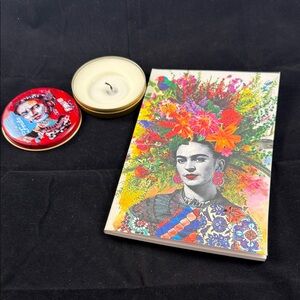 Frida Kahlo Colorful Notebook and Candle Set
